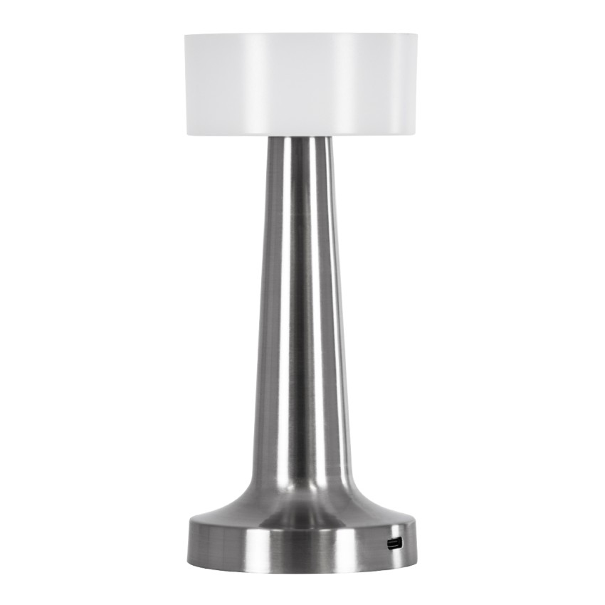 NANNA  Μοντέρνο Επιτραπέζιο Φωτιστικό Πορτατίφ LED 1.5W 105lm 120° DC 5V Επαναφορτιζόμενο με Μπαταρία Li-ion 1800mAh - Διακόπτη Αφής με 3 Εναλλαγές Φωτισμού CCT Θερμό - Φυσικό - Ψυχρό 1500K - 4500K - 6000K Dimmable - D9 x 21cm - Ασημί