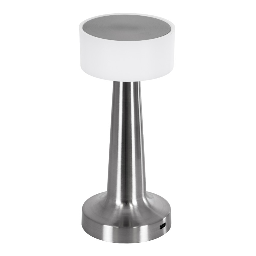 NANNA  Μοντέρνο Επιτραπέζιο Φωτιστικό Πορτατίφ LED 1.5W 105lm 120° DC 5V Επαναφορτιζόμενο με Μπαταρία Li-ion 1800mAh - Διακόπτη Αφής με 3 Εναλλαγές Φωτισμού CCT Θερμό - Φυσικό - Ψυχρό 1500K - 4500K - 6000K Dimmable - D9 x 21cm - Ασημί