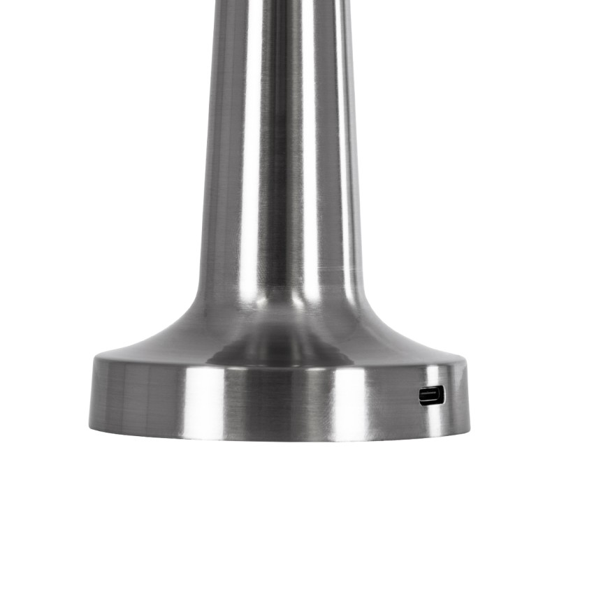 NANNA  Μοντέρνο Επιτραπέζιο Φωτιστικό Πορτατίφ LED 1.5W 105lm 120° DC 5V Επαναφορτιζόμενο με Μπαταρία Li-ion 1800mAh - Διακόπτη Αφής με 3 Εναλλαγές Φωτισμού CCT Θερμό - Φυσικό - Ψυχρό 1500K - 4500K - 6000K Dimmable - D9 x 21cm - Ασημί