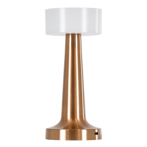 NANNA  Μοντέρνο Επιτραπέζιο Φωτιστικό Πορτατίφ LED 1.5W 105lm 120° DC 5V Επαναφορτιζόμενο με Μπαταρία Li-ion 1800mAh - Διακόπτη Αφής με 3 Εναλλαγές Φωτισμού CCT Θερμό - Φυσικό - Ψυχρό 1500K - 4500K - 6000K Dimmable - D9 x 21cm - Χάλκινο