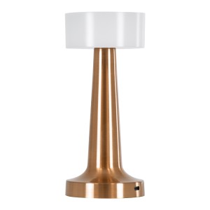 NANNA  Μοντέρνο Επιτραπέζιο Φωτιστικό Πορτατίφ LED 1.5W 105lm 120° DC 5V Επαναφορτιζόμενο με Μπαταρία Li-ion 1800mAh - Διακόπτη Αφής με 3 Εναλλαγές Φωτισμού CCT Θερμό - Φυσικό - Ψυχρό 1500K - 4500K - 6000K Dimmable - D9 x 21cm - Χάλκινο