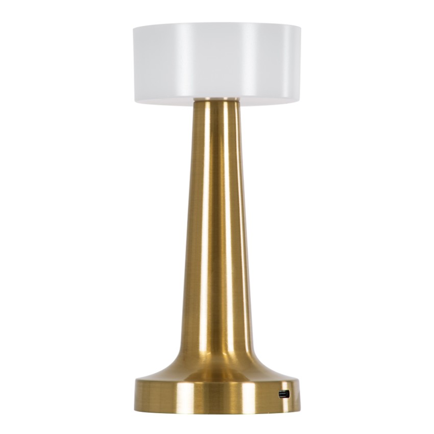 NANNA  Μοντέρνο Επιτραπέζιο Φωτιστικό Πορτατίφ LED 1.5W 105lm 120° DC 5V Επαναφορτιζόμενο με Μπαταρία Li-ion 1800mAh - Διακόπτη Αφής με 3 Εναλλαγές Φωτισμού CCT Θερμό - Φυσικό - Ψυχρό 1500K - 4500K - 6000K Dimmable - D9 x 21cm - Χρυσό