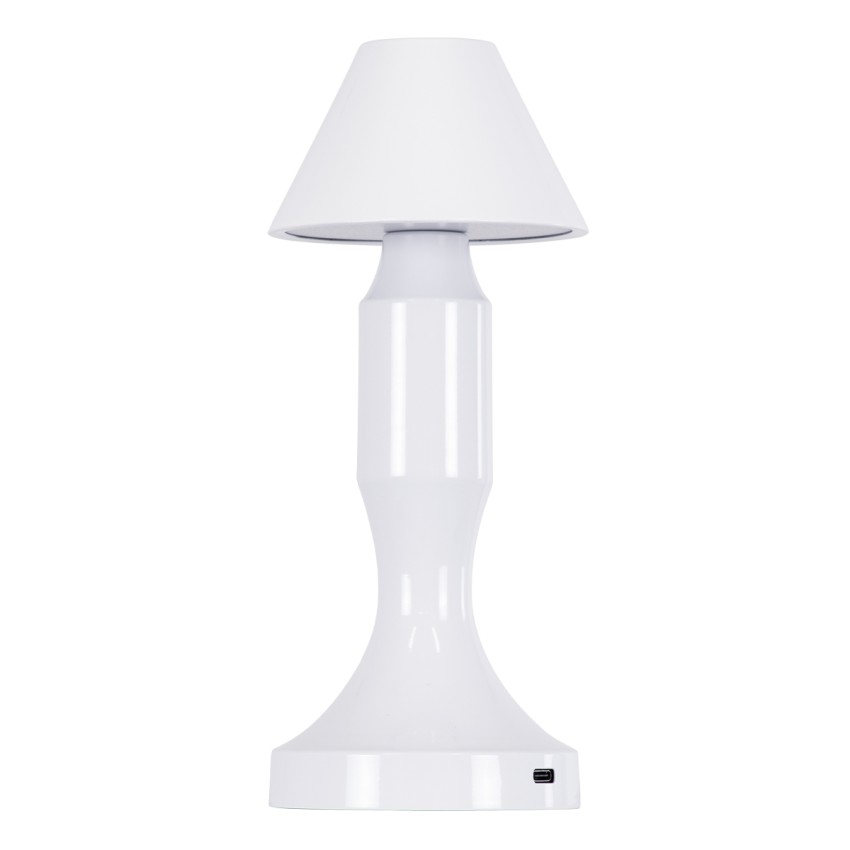 LUNNA  Μοντέρνο Επιτραπέζιο Φωτιστικό Πορτατίφ LED 1.5W 105lm 120° DC 5V Επαναφορτιζόμενο με Μπαταρία Li-ion 1800mAh - Διακόπτη Αφής με 3 Εναλλαγές Φωτισμού CCT Θερμό - Φυσικό - Ψυχρό 1500K - 4500K - 6000K Dimmable - D9 x 23cm - Λευκό