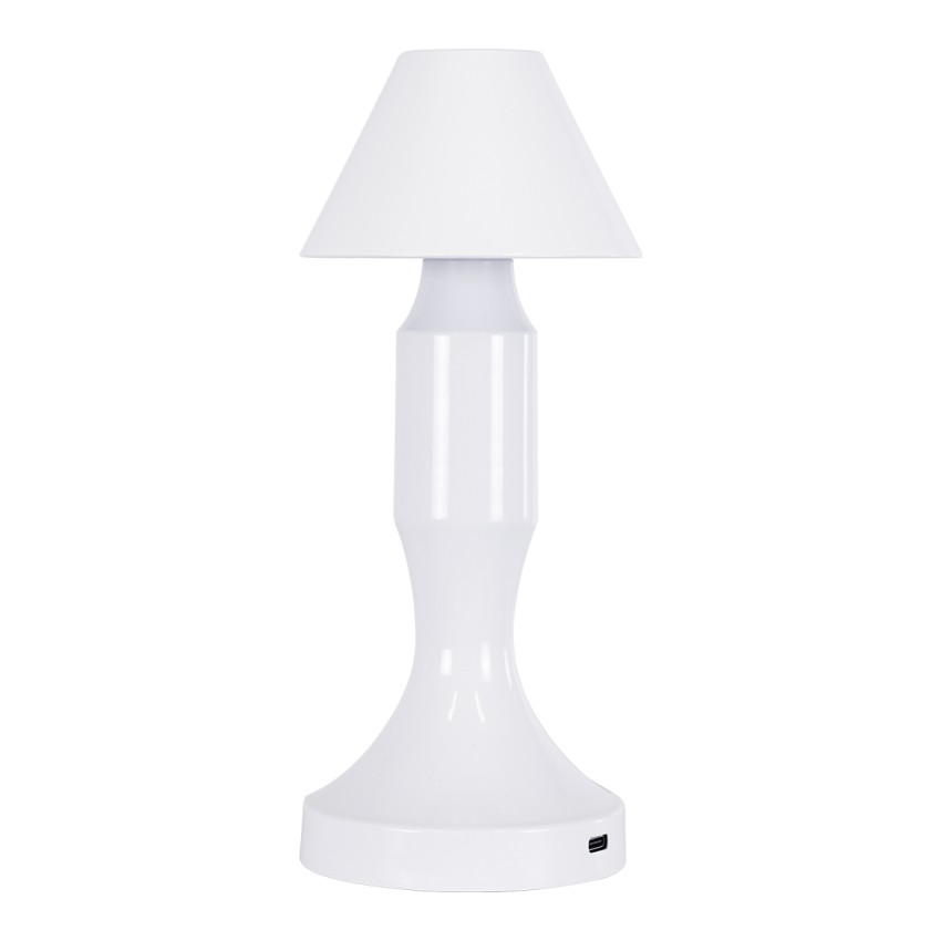 LUNNA  Μοντέρνο Επιτραπέζιο Φωτιστικό Πορτατίφ LED 1.5W 105lm 120° DC 5V Επαναφορτιζόμενο με Μπαταρία Li-ion 1800mAh - Διακόπτη Αφής με 3 Εναλλαγές Φωτισμού CCT Θερμό - Φυσικό - Ψυχρό 1500K - 4500K - 6000K Dimmable - D9 x 23cm - Λευκό