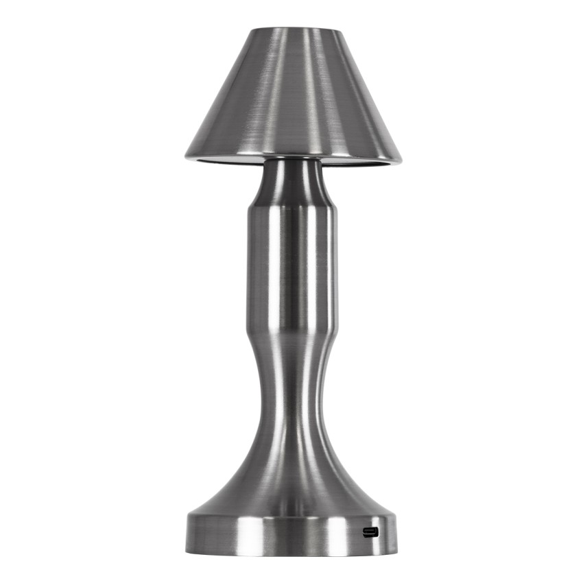 LUNNA  Μοντέρνο Επιτραπέζιο Φωτιστικό Πορτατίφ LED 1.5W 105lm 120° DC 5V Επαναφορτιζόμενο με Μπαταρία Li-ion 1800mAh - Διακόπτη Αφής με 3 Εναλλαγές Φωτισμού CCT Θερμό - Φυσικό - Ψυχρό 1500K - 4500K - 6000K Dimmable - D9 x 23cm - Ασημί