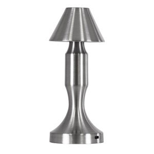 LUNNA  Μοντέρνο Επιτραπέζιο Φωτιστικό Πορτατίφ LED 1.5W 105lm 120° DC 5V Επαναφορτιζόμενο με Μπαταρία Li-ion 1800mAh - Διακόπτη Αφής με 3 Εναλλαγές Φωτισμού CCT Θερμό - Φυσικό - Ψυχρό 1500K - 4500K - 6000K Dimmable - D9 x 23cm - Ασημί