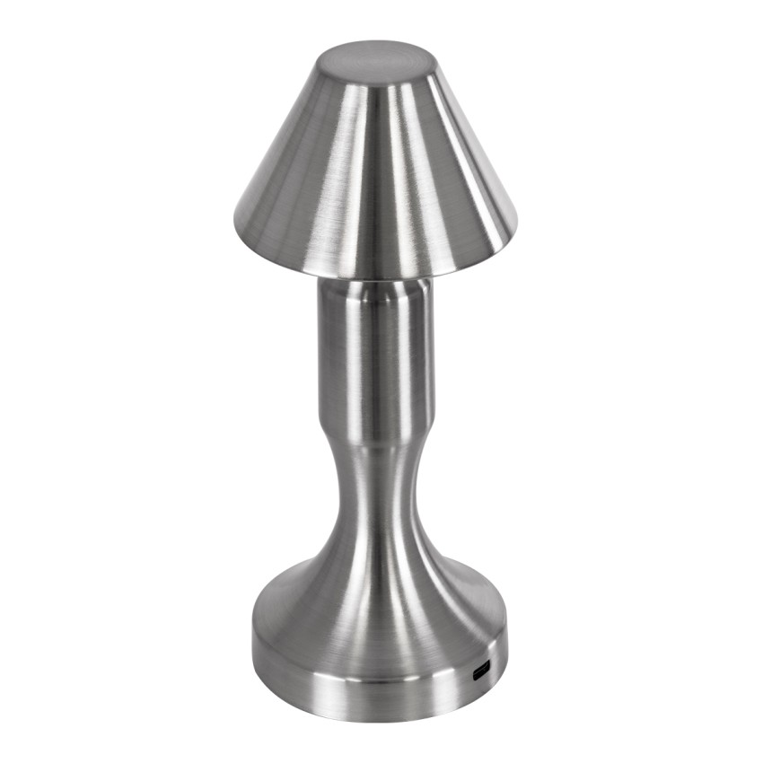 LUNNA  Μοντέρνο Επιτραπέζιο Φωτιστικό Πορτατίφ LED 1.5W 105lm 120° DC 5V Επαναφορτιζόμενο με Μπαταρία Li-ion 1800mAh - Διακόπτη Αφής με 3 Εναλλαγές Φωτισμού CCT Θερμό - Φυσικό - Ψυχρό 1500K - 4500K - 6000K Dimmable - D9 x 23cm - Ασημί