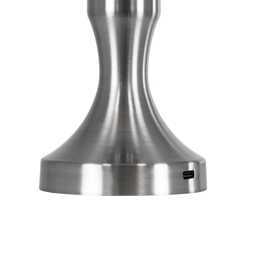 LUNNA  Μοντέρνο Επιτραπέζιο Φωτιστικό Πορτατίφ LED 1.5W 105lm 120° DC 5V Επαναφορτιζόμενο με Μπαταρία Li-ion 1800mAh - Διακόπτη Αφής με 3 Εναλλαγές Φωτισμού CCT Θερμό - Φυσικό - Ψυχρό 1500K - 4500K - 6000K Dimmable - D9 x 23cm - Ασημί