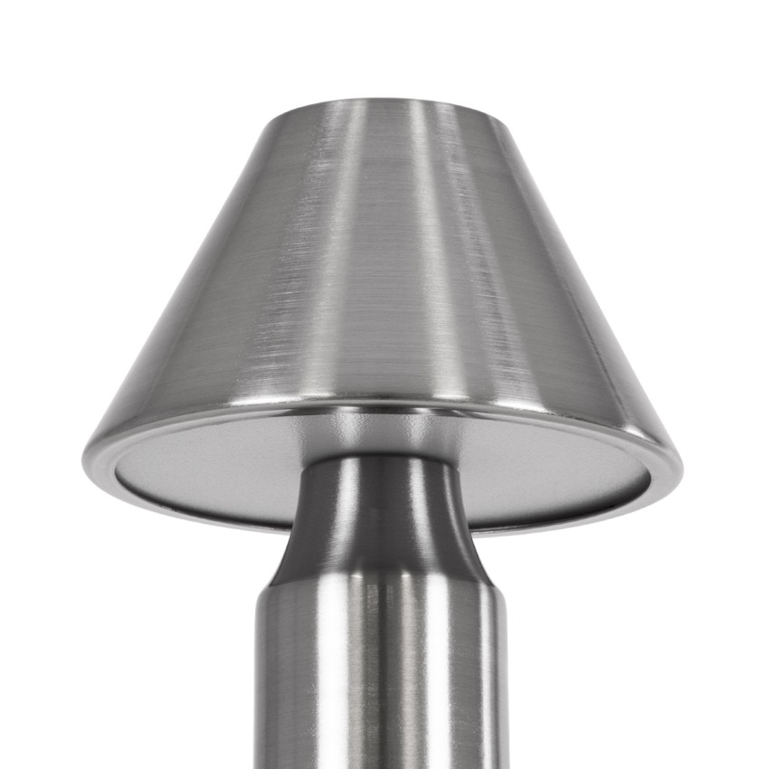 LUNNA  Μοντέρνο Επιτραπέζιο Φωτιστικό Πορτατίφ LED 1.5W 105lm 120° DC 5V Επαναφορτιζόμενο με Μπαταρία Li-ion 1800mAh - Διακόπτη Αφής με 3 Εναλλαγές Φωτισμού CCT Θερμό - Φυσικό - Ψυχρό 1500K - 4500K - 6000K Dimmable - D9 x 23cm - Ασημί