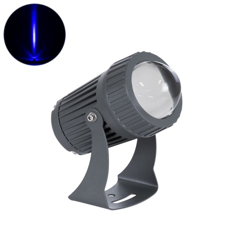 GLOBOSTAR® SPOT-FENIA  Αρχιτεκτονικό Σποτ Φωτισμου LED 10W 850lm 5° DC 24V Αδιάβροχο IP65 Μπλε Dimmable - Γκρι Ανθρακί - Μ7 x Π7 x Υ12cm