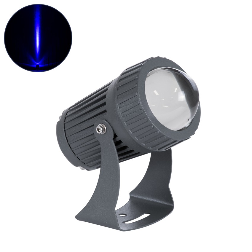GLOBOSTAR® SPOT-FENIA  Αρχιτεκτονικό Σποτ Φωτισμου LED 10W 850lm 5° DC 24V Αδιάβροχο IP65 Μπλε Dimmable - Γκρι Ανθρακί - Μ7 x Π7 x Υ12cm