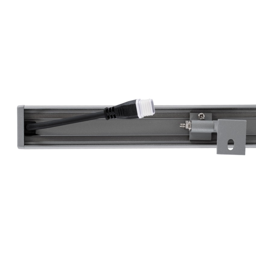 GLOBOSTAR® WASHERFAIA  Μπάρα Φωτισμού Wall Washer με Αντιθαμβωτική Γρίλια LED 24W 2640lm 15° DC 24V Αδιάβροχο IP65 Θερμό Λευκό 2700K Dimmable - Bridgelux SMD Chip - Ασημί - Μ100 x Π4 x Υ5.5cm