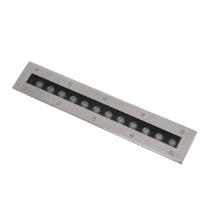 GLOBOSTAR® UNDERGROUND-REMVI  Χωνευτή Μπάρα Φωτισμού Wall Washer LED 12W 1020lm 10° DC 24V Αδιάβροχο IP68 RGBW Dimmable DMX512 - Ανοξείδωτο Ατσάλι 304 - Μ50 x Π9 x Υ7.2cm / Q48.5 x 7.5cm