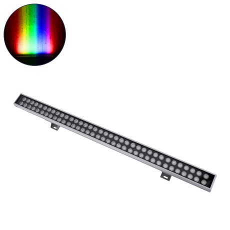 GLOBOSTAR® WASHER-GAIA  Μπάρα Φωτισμού Wall Washer LED 144W 12240lm 10° DC 24V Αδιάβροχο IP67 Πολύχρωμο RGBW DMX512 Dimmable - Ασημί - Μ100 x Π7.3 x Υ4.3cm