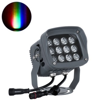 FLOOD-XENA  Προβολέας Wall Washer με Αντιθαμβωτική Γρίλια για Φωτισμό Κτιρίων LED 24W 2040lm 10° DC 24V Αδιάβροχο IP65 L13 x W11 x H15cm RGBW DMX512 - Γκρι Ανθρακί