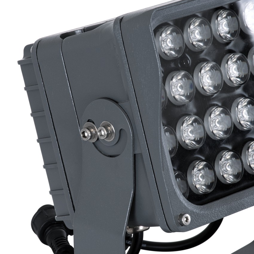 GLOBOSTAR® FLOOD-XENA  Προβολέας Σποτ Wall Washer με Αντιθαμβωτική Γρίλια LED 48W 4080lm 10° DC 24V Αδιάβροχο IP65 RGBW DMX512 Dimmable - Γκρι Ανθρακί - Μ17.5 x Π12.5 x Υ18cm