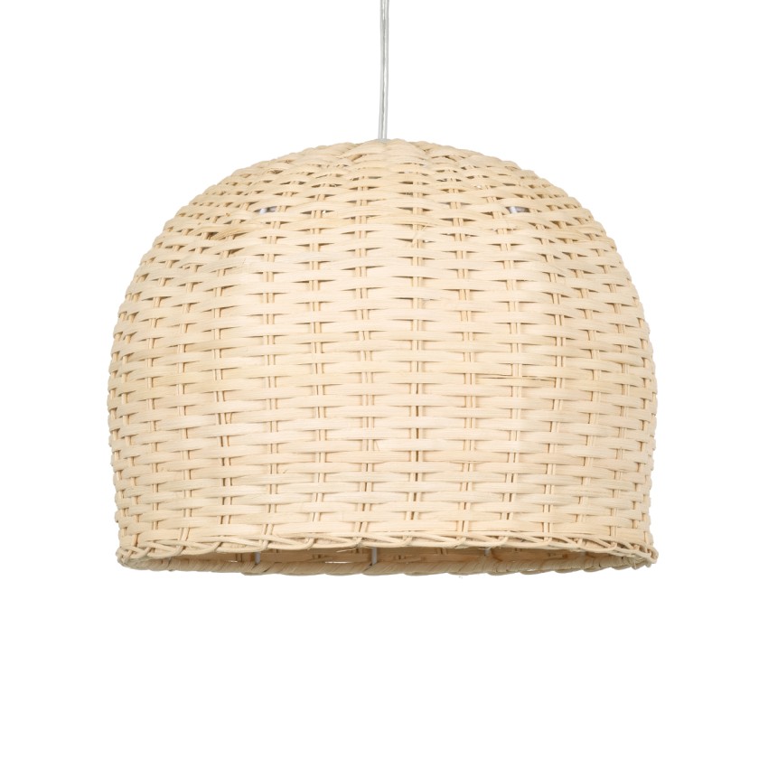BERMUDA  Boho Κρεμαστό Φωτιστικό Καμπάνα Μονόφωτο 1 x E27 IP20 Μπεζ Ξύλο - Μ31 x Π31 x Y22cm