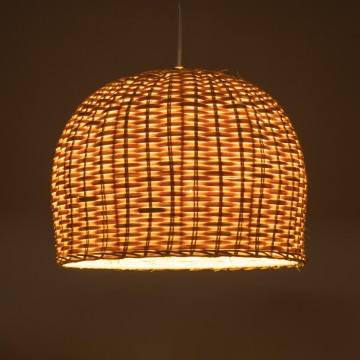 BERMUDA  Boho Κρεμαστό Φωτιστικό Καμπάνα Μονόφωτο 1 x E27 IP20 Μπεζ Ξύλο - Μ31 x Π31 x Y22cm