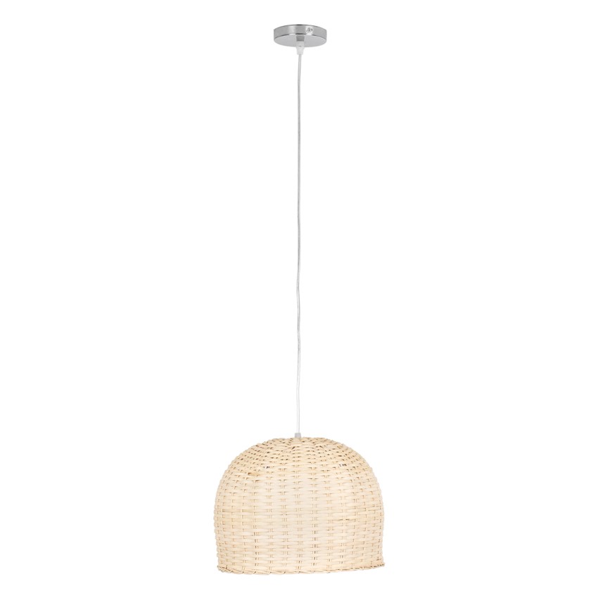 BERMUDA  Boho Κρεμαστό Φωτιστικό Καμπάνα Μονόφωτο 1 x E27 IP20 Μπεζ Ξύλο - Μ31 x Π31 x Y22cm