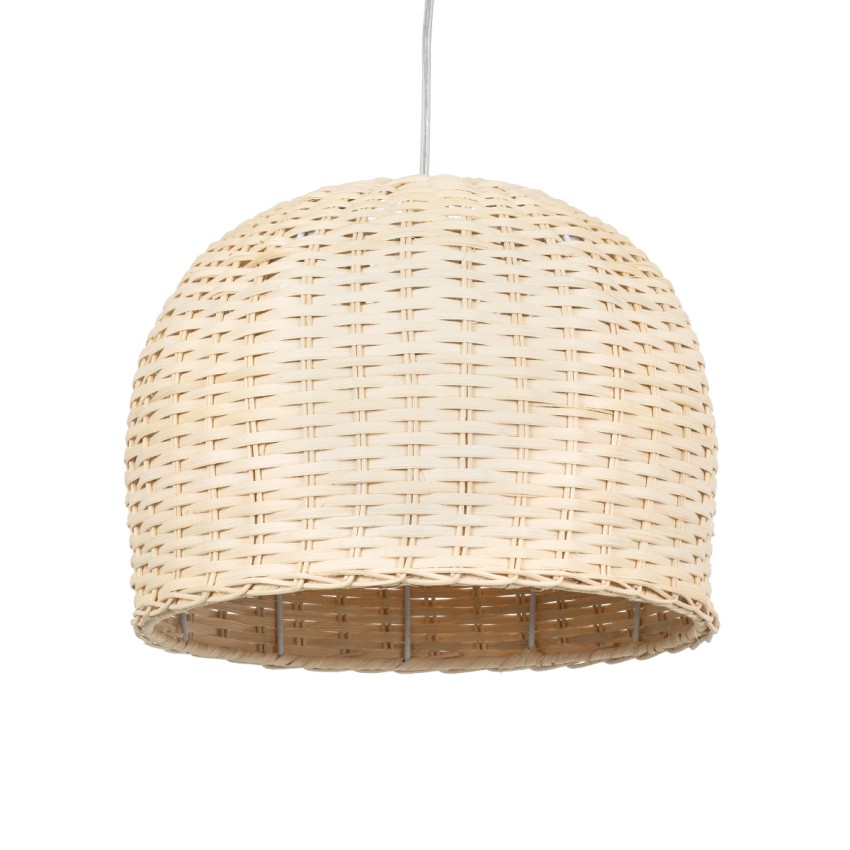 BERMUDA  Boho Κρεμαστό Φωτιστικό Καμπάνα Μονόφωτο 1 x E27 IP20 Μπεζ Ξύλο - Μ31 x Π31 x Y22cm