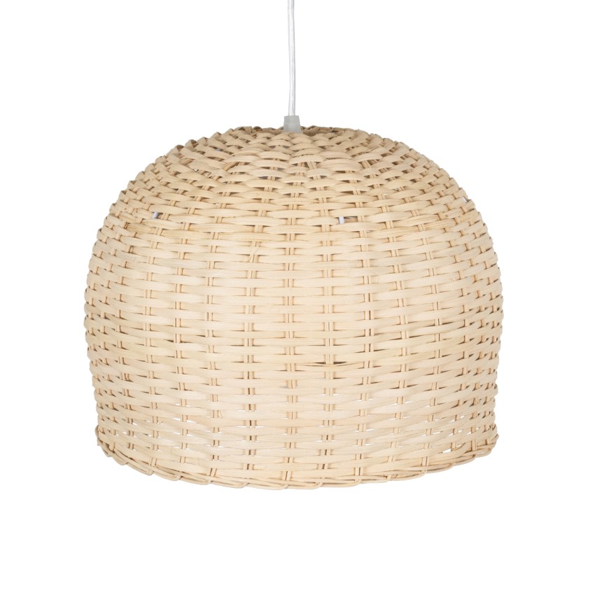 BERMUDA  Boho Κρεμαστό Φωτιστικό Καμπάνα Μονόφωτο 1 x E27 IP20 Μπεζ Ξύλο - Μ31 x Π31 x Y22cm