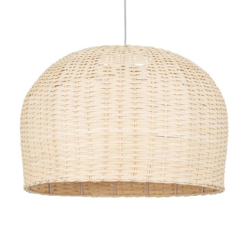BERMUDA  Boho Κρεμαστό Φωτιστικό Καμπάνα Μονόφωτο 1 x E27 IP20 Μπεζ Ξύλο - Μ50 x Π50 x Y34cm