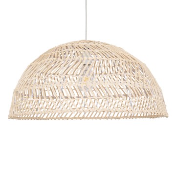 COMORES  Boho Κρεμαστό Φωτιστικό Πλέγμα Μονόφωτο 1 x E27 IP20 Μπεζ Ξύλο - Μ60 x Π60 x Y29cm