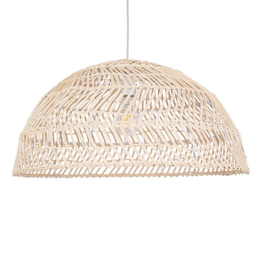 COMORES  Boho Κρεμαστό Φωτιστικό Πλέγμα Μονόφωτο 1 x E27 IP20 Μπεζ Ξύλο - Μ60 x Π60 x Y29cm