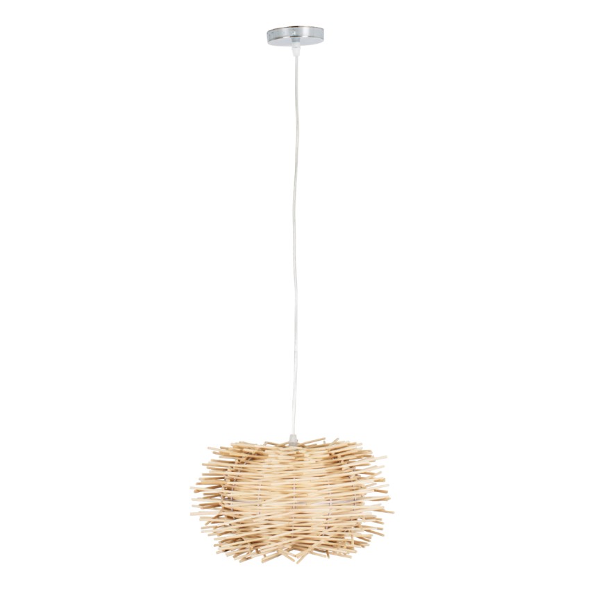 MINORCA  Boho Κρεμαστό Φωτιστικό Ανάρτηση Μονόφωτο 1 x E27 IP20 Μπεζ Ξύλο - Μ35 x Π35 x Y23cm