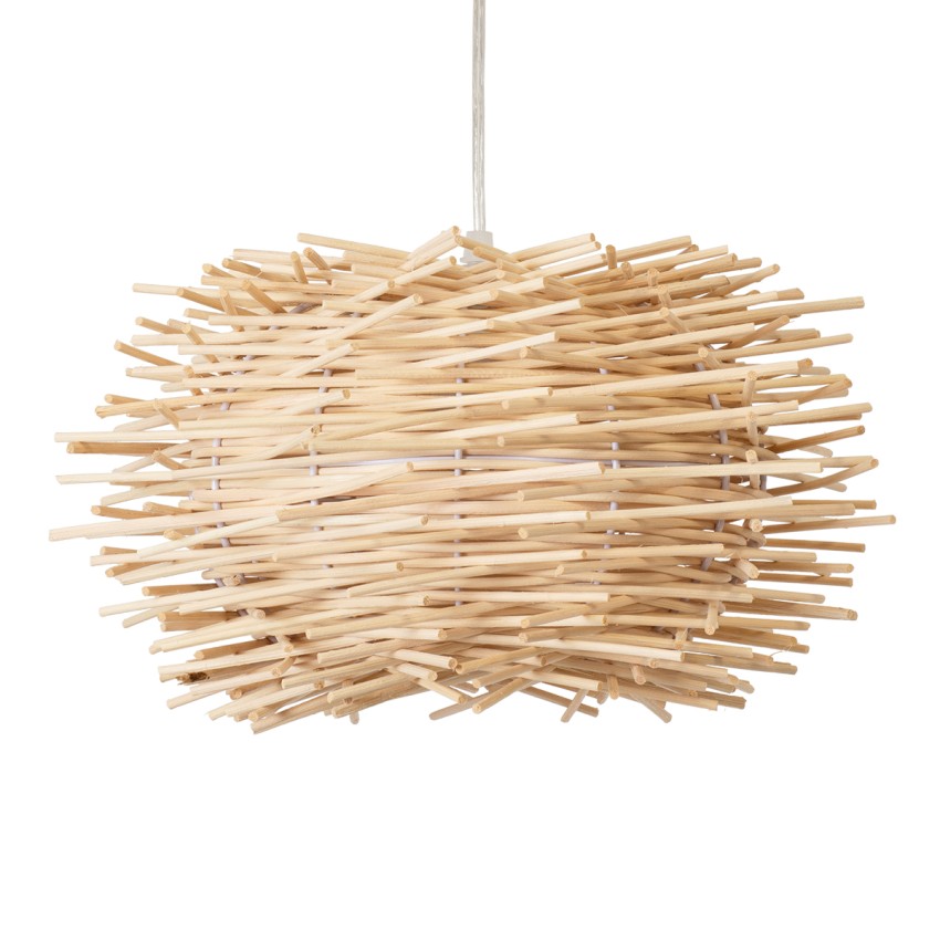 MINORCA  Boho Κρεμαστό Φωτιστικό Ανάρτηση Μονόφωτο 1 x E27 IP20 Μπεζ Ξύλο - Μ35 x Π35 x Y23cm