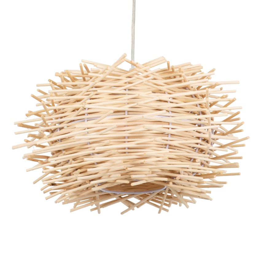 MINORCA  Boho Κρεμαστό Φωτιστικό Ανάρτηση Μονόφωτο 1 x E27 IP20 Μπεζ Ξύλο - Μ35 x Π35 x Y23cm