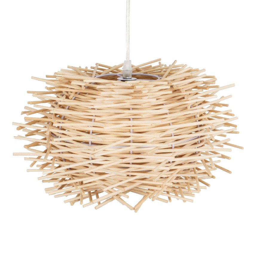 MINORCA  Boho Κρεμαστό Φωτιστικό Ανάρτηση Μονόφωτο 1 x E27 IP20 Μπεζ Ξύλο - Μ35 x Π35 x Y23cm