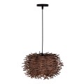 MINORCA  Boho Κρεμαστό Φωτιστικό Ανάρτηση Μονόφωτο 1 x E27 IP20 Καφέ Ξύλο - Μ30 x Π30 x Y18cm