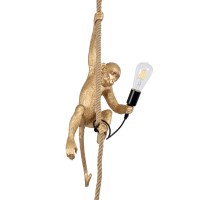 GLOBOSTAR® APES  Μοντέρνο Κρεμαστό Φωτιστικό Οροφής με Ντουί 1 x E27 AC 220-240V IP20 - Χρυσό & Μπεζ - Μ26 x Π28 x Υ69cm