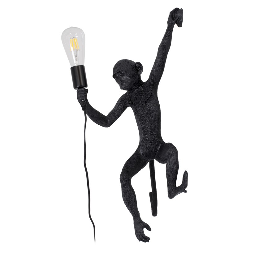 GLOBOSTAR® APES  Μοντέρνο Φωτιστικό Τοίχου - Απλίκα με Ντουί 1 x E27 AC 220-240V IP20 - Μαύρο - Μ34 x Π31 x Υ61cm