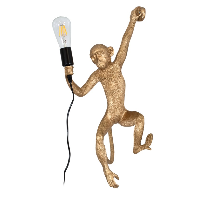 GLOBOSTAR® APES  Μοντέρνο Φωτιστικό Τοίχου - Απλίκα με Ντουί 1 x E27 AC 220-240V IP20 - Χρυσό & Μαύρο - Μ34 x Π31 x Υ61cm