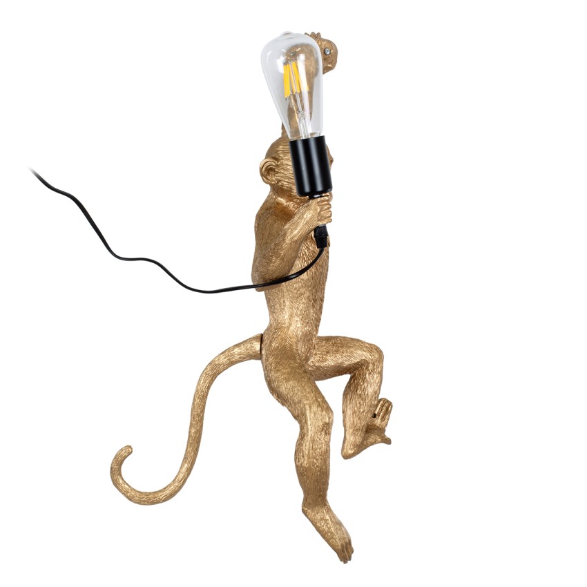 GLOBOSTAR® APES  Μοντέρνο Φωτιστικό Τοίχου - Απλίκα με Ντουί 1 x E27 AC 220-240V IP20 - Χρυσό & Μαύρο - Μ34 x Π31 x Υ61cm