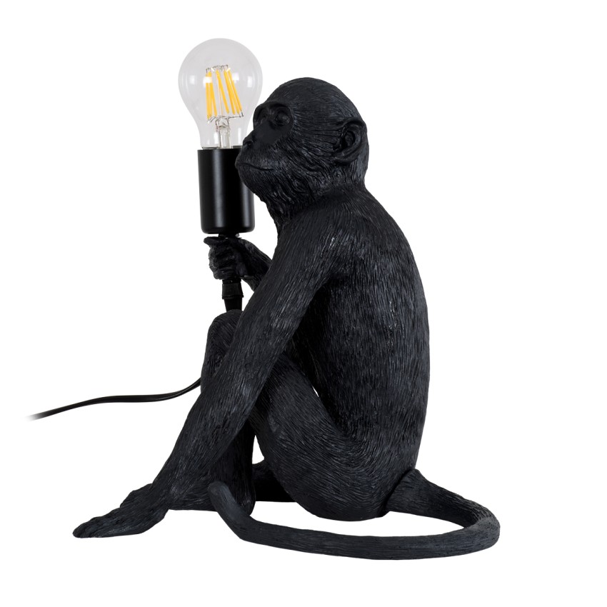 GLOBOSTAR® APES  Μοντέρνο Επιτραπέζιο Φωτιστικό Πορτατίφ με Ντουί 1 x E27 AC 220-240V IP20 - Μαύρο - Μ30 x Π27 x Υ30cm