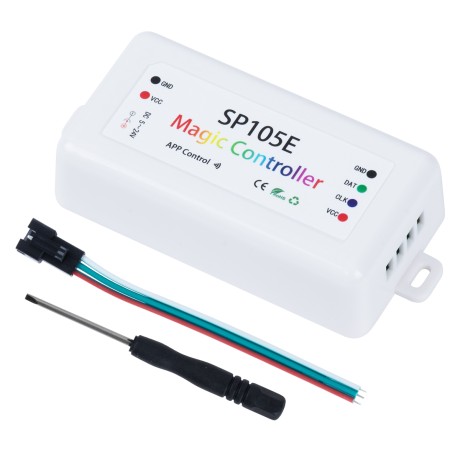 GLOBOSTAR® SP105E  WiFi 2.4G Ψηφιακός Pixel Addressable Controller DC 5-12-24V IP20 - WiFi 2.4G - SPI/TTL Protocol 2048 IC - Μ8.5 x Π4.5 x Υ2.2cm