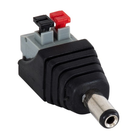 Βύσμα Τροφοδοσίας DC Αρσενικό - Male Jack Connector σε Κλέμα Πατητή Ταχείας Σύνδεσης L4.1 x W1.5 x H2cm