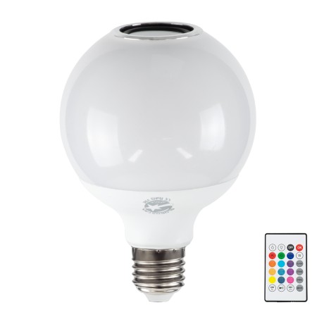 Λάμπα LED E27 G95 Γλόμπος 12W 780lm 260° με Ενσωματωμένο Bluetooth Ηχείο 3W AC 220-240V IP20 Φ9.5 x Υ13.5cm - Εναλλαγή Φωτισμού μέσω Τηλεχειριστηρίου & Μέσω Smart Home Εφαρμογής HappyLighting APP - Πολύχρωμο RGBW
