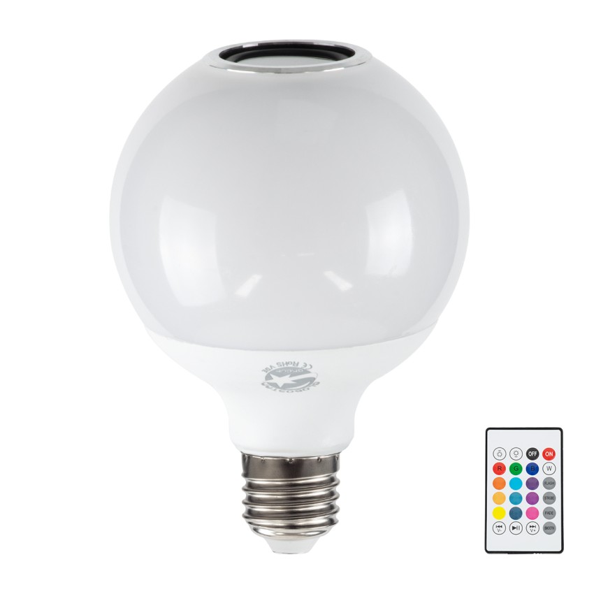 Λάμπα LED E27 G95 Γλόμπος 12W 780lm 260° με Ενσωματωμένο Bluetooth Ηχείο 3W AC 220-240V IP20 Φ9.5 x Υ13.5cm - Εναλλαγή Φωτισμού μέσω Τηλεχειριστηρίου & Μέσω Smart Home Εφαρμογής HappyLighting APP - Πολύχρωμο RGBW