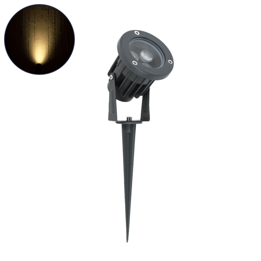 GLOBOSTAR® TREELIGHT-TZINA  Σποτ Φωτισμού για Φυτά - Δέντρα με Βάση Κήπου / Καρφωτό LED 3W 330lm 10° DC 24V Αδιάβροχο IP65 Θερμό Λευκό 2700K Dimmable - Γκρι Ανθρακί - Μ10.5 x Π7.5 x Υ7.5cm