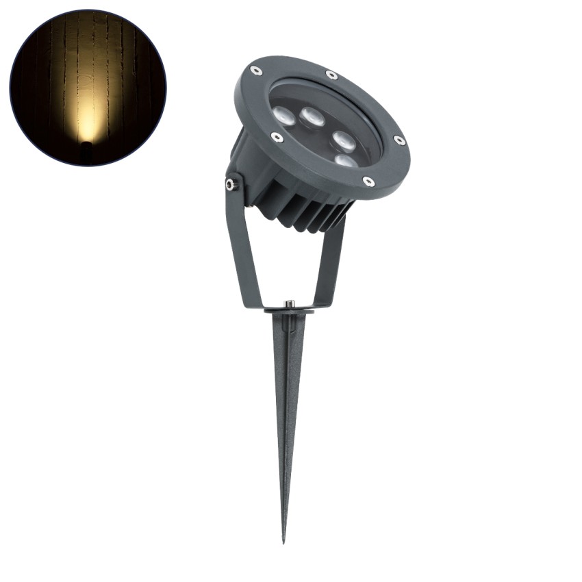 GLOBOSTAR® TREELIGHT-TZINA  Σποτ Φωτισμού για Φυτά - Δέντρα με Βάση Κήπου / Καρφωτό LED 6W 660lm 10° DC 24V Αδιάβροχο IP65 Θερμό Λευκό 2700K Dimmable - Γκρι Ανθρακί - Μ14 x Π12.5 x Υ12.5cm