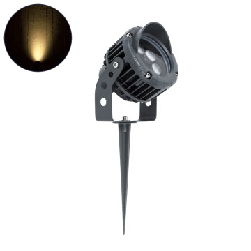 GLOBOSTAR® TREELIGHT-VINA  Σποτ Φωτισμού με Αντιθαμβωτική Γρίλια για Φυτά - Δέντρα με Βάση Κήπου / Καρφωτό LED 6W 660lm 10° DC 24V Αδιάβροχο IP65 Θερμό Λευκό 2700K Dimmable - Γκρι Ανθρακί - Μ13 x Π9.5 x Υ9.5cm