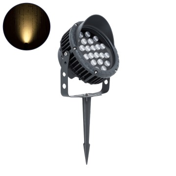 GLOBOSTAR® TREELIGHT-VINA  Σποτ Φωτισμού με Αντιθαμβωτική Γρίλια για Φυτά - Δέντρα με Βάση Κήπου / Καρφωτό LED 24W 2640lm 10° DC 24V Αδιάβροχο IP65 Θερμό Λευκό 2700K Dimmable - Γκρι Ανθρακί - Μ21.5 x Π18.3 x Υ14cm