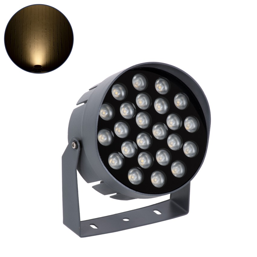 GLOBOSTAR® FLOOD-NIGMA  Προβολέας Σποτ Wall Washer LED 24W 2160lm 30° DC 24V Αδιάβροχο IP65 Θερμό Λευκό 2700K Dimmable - Γκρι Ανθρακί - Μ15 x Π15 x Υ9.1cm