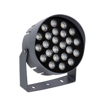 GLOBOSTAR® FLOOD-NIGMA  Προβολέας Σποτ Wall Washer LED 24W 2160lm 30° DC 24V Αδιάβροχο IP65 Θερμό Λευκό 2700K Dimmable - Γκρι Ανθρακί - Μ15 x Π15 x Υ9.1cm