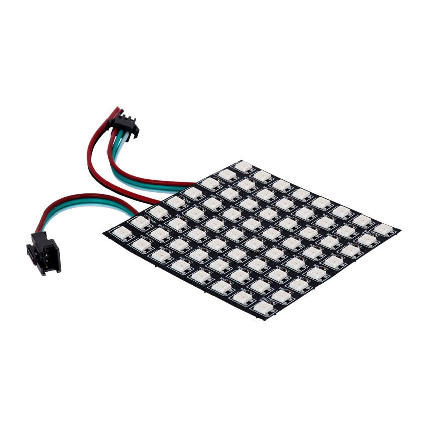 Digital Pixel Addressable Plate - Ψηφιακή Πλακέτα LED SMD 5050 15.3W/m 64LED/unit 64PIXEL/unit SPI/TTL Protocol IC WS2812/SK6812 1224lm/unit 120° DC 5V IP20 RGB - Μαύρο Σώμα - Μ80 x Π80 x Υ2mm