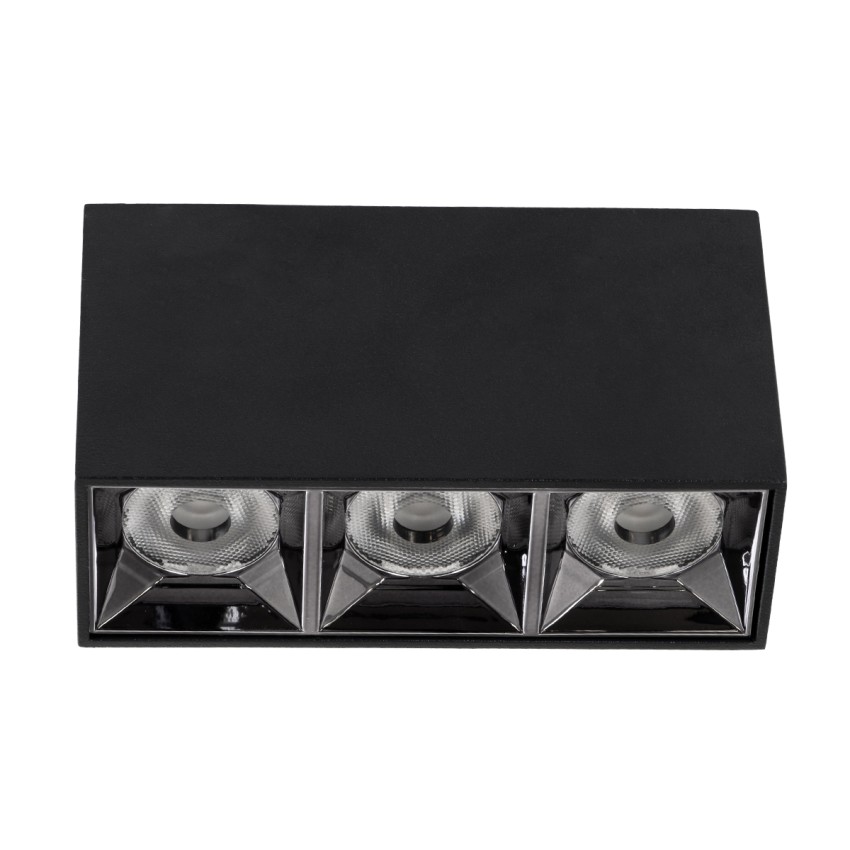 LUMINAR SUPERIOR  Επιφανειακό LED Spot Downlight TrimLess 12W 1680lm 36° AC 220-240V IP20 Μ11.8 x Π4.2 x Υ6.6cm - Μαύρο με Κάτοπτρο Χρωμίου - Φυσικό Λευκό 4500K - Bridgelux High Lumen Chip Gen2 - TÜV Certified Driver